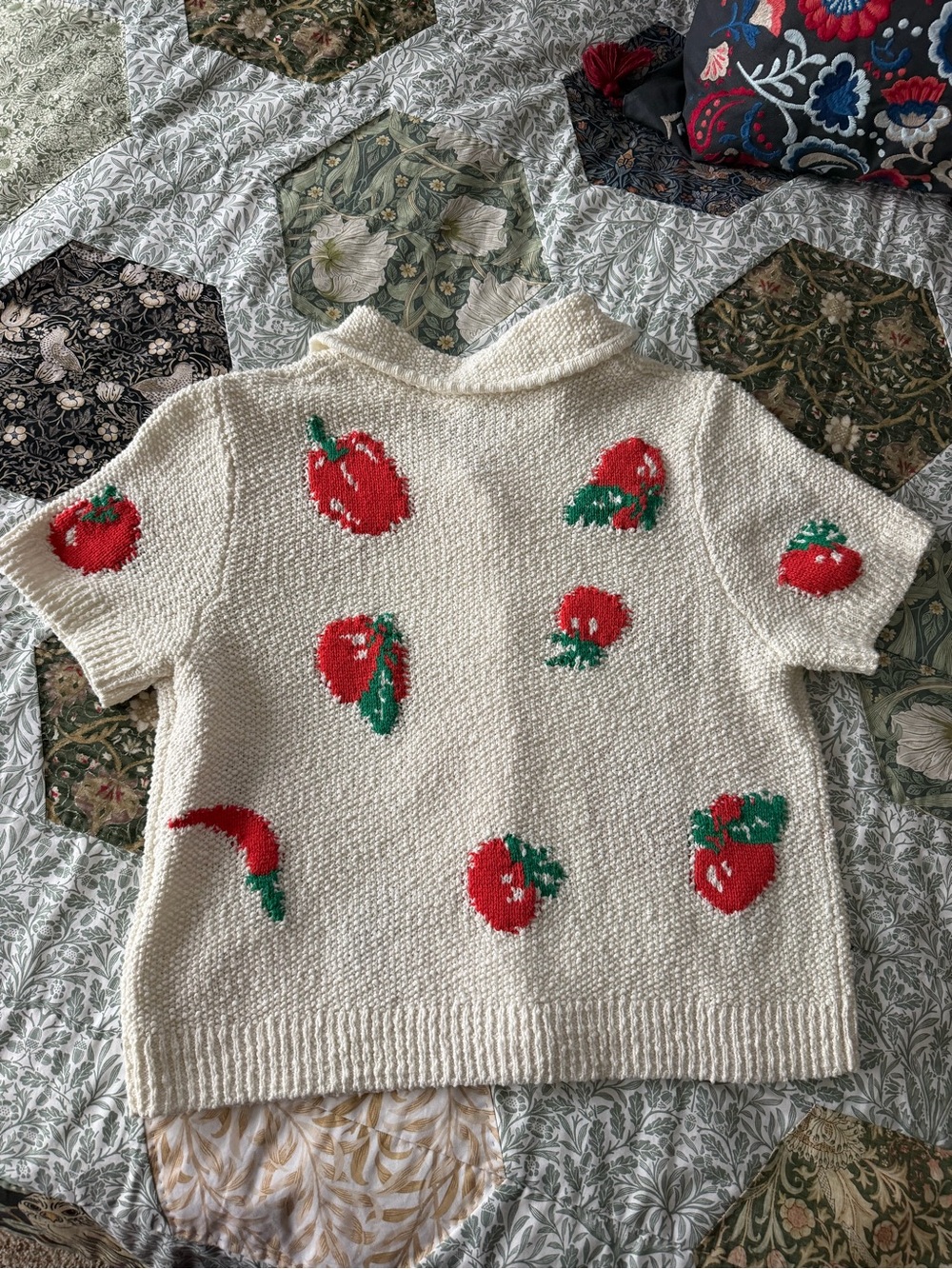 🍅Anthropologie Short-Sleeve Collared Cardigan Sweater Maeve Medium - Picture 11 of 14
